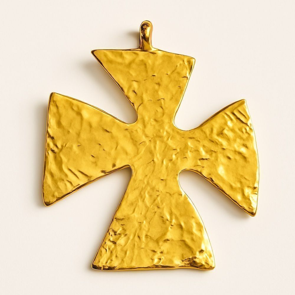 Neiman Marcus Hammered Gold-Tone Artisan Cross Pendant